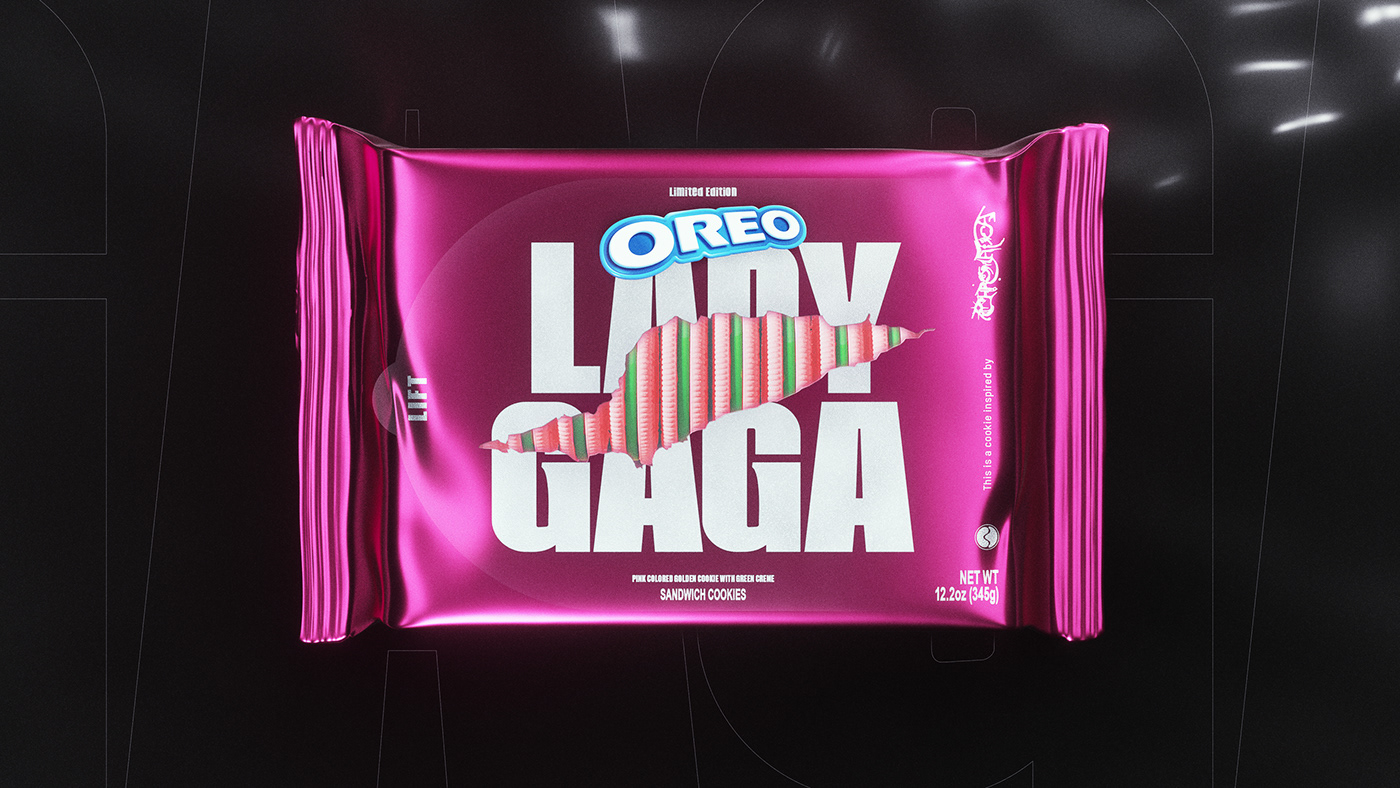 Chromatica Entertainment Food  ladygaga music oreo pop music product typography   80s