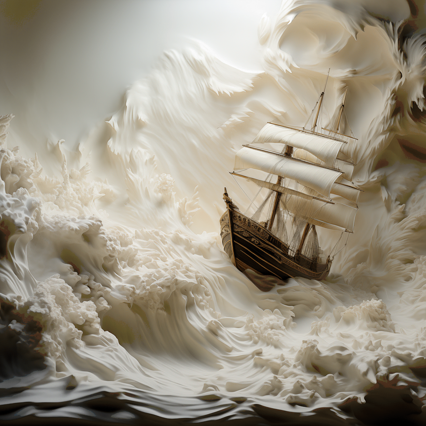 sea marine Ocean ai Digital Art  graphic design  art storm galleon ship