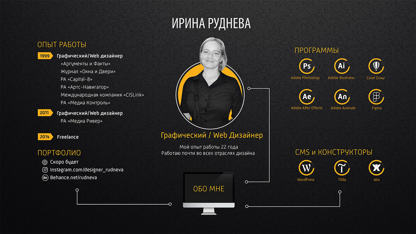 CV Graphic Designer portfolio presentation webdesigner графический дизайнер дизайнер презентация резюме дизайнера Руднева