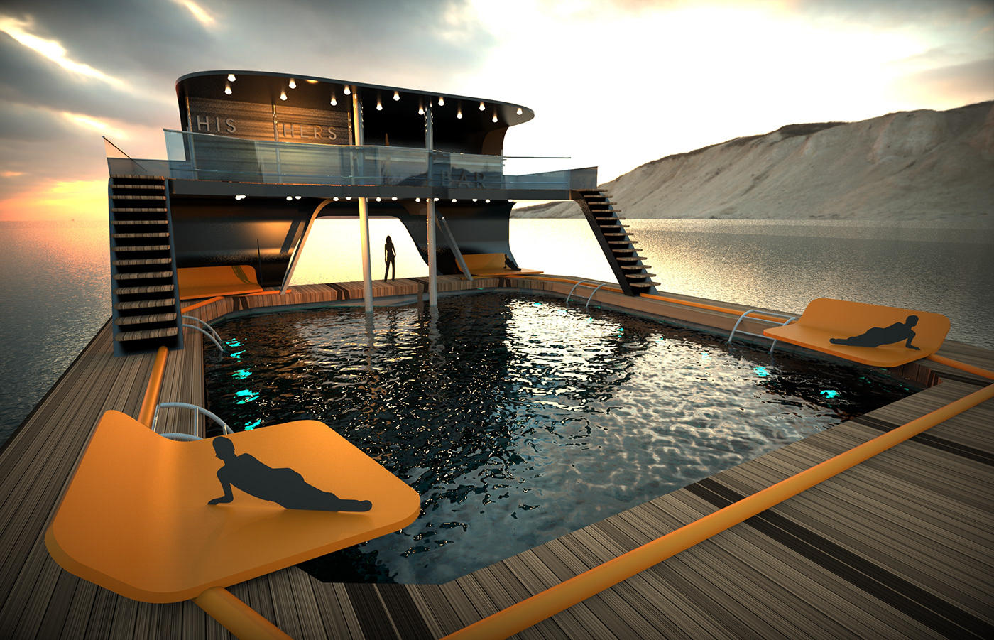 architecture boat concept art luxury minimalist modern Pool robb report swimming pool yacht