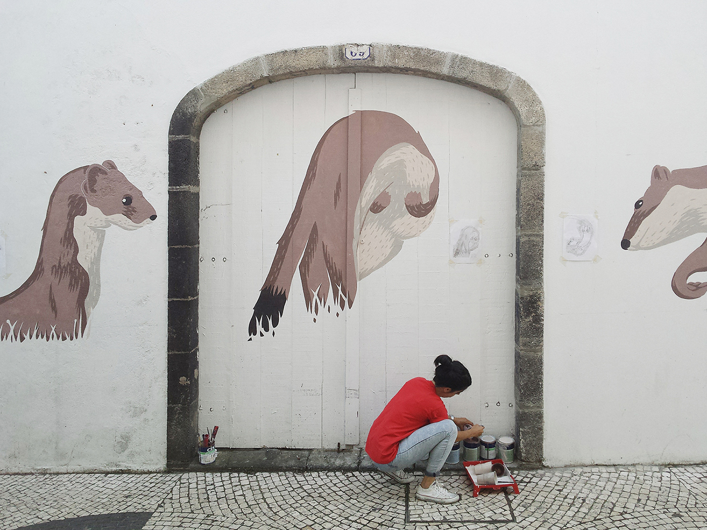 Walk&talk Azores weasel war dance Muralism wall colonialism irak Street Art  mustela