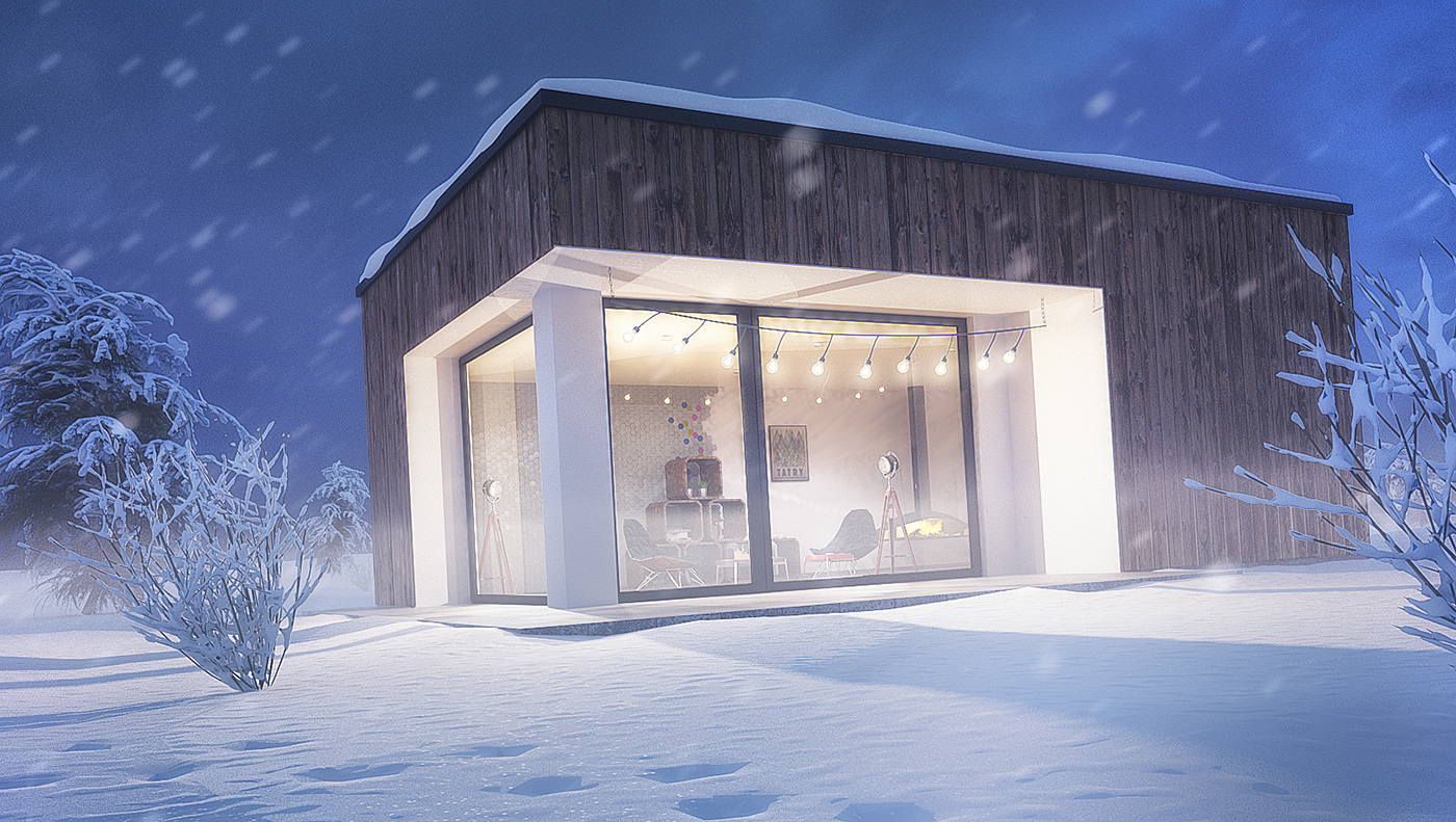 winter snow 3D architecture house