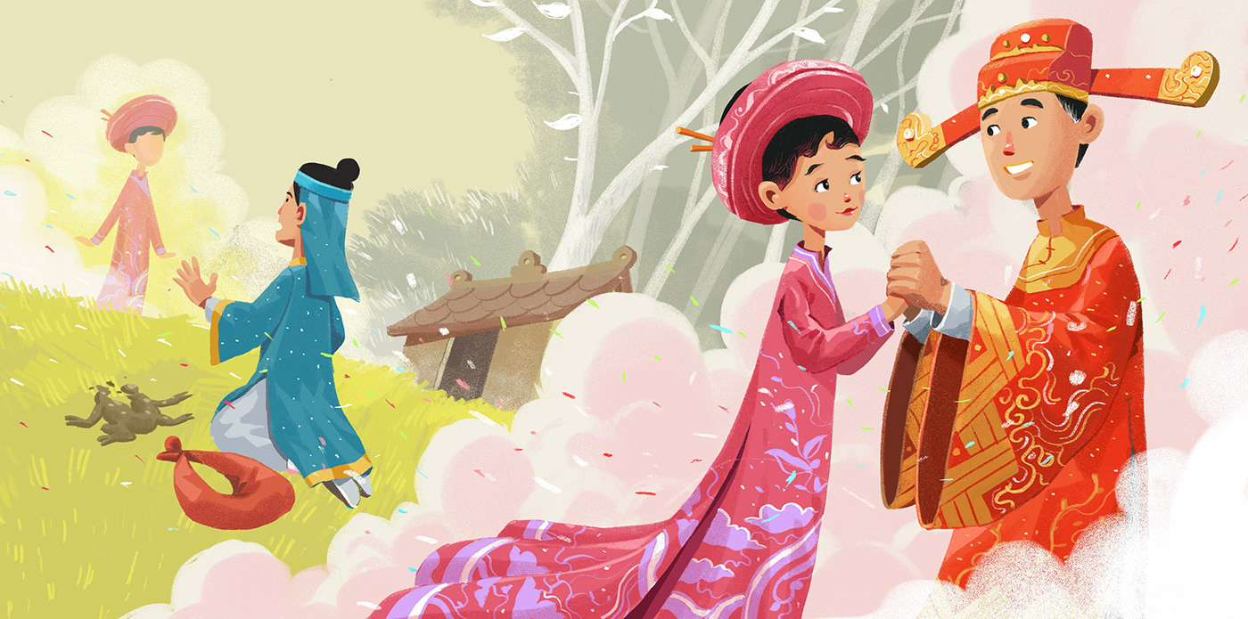 children book fairy tale Folklore vietnamese book illustration toad fairy adobeawards