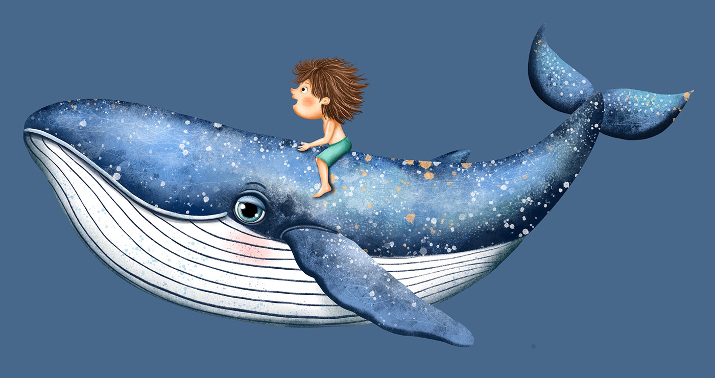 animals bluewhale Character design  children cute fish ILLUSTRATION  Ocean sea Whale