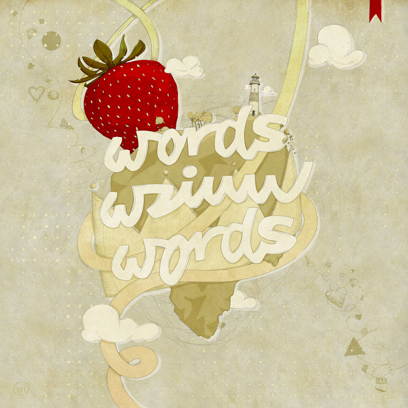 ILLUSTRATION  hand drawing draw typography   lighthouse Love rock shapes strawberry trees