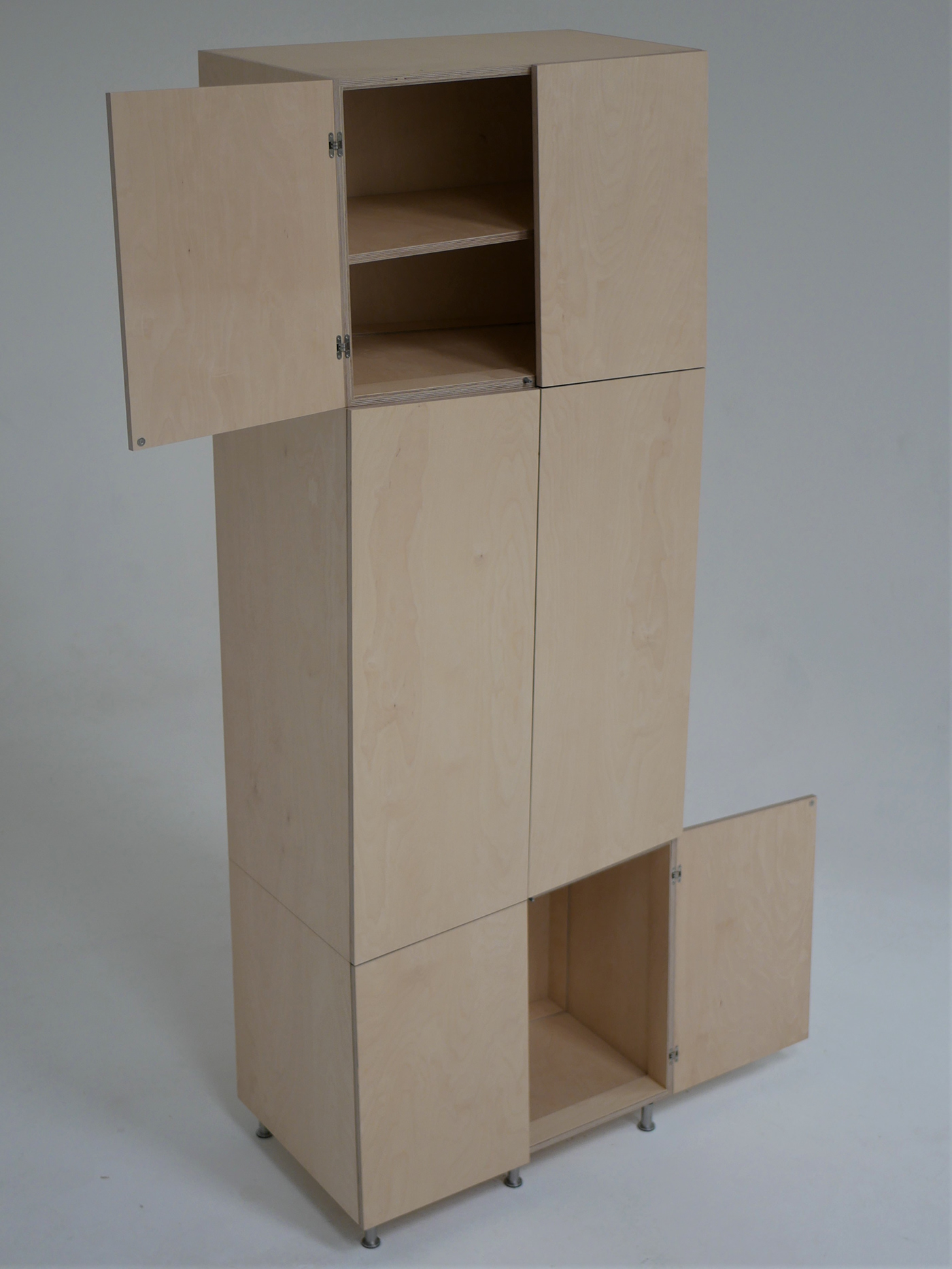 birch Ply wardrobe cupboard Angles modular industrial product furniture design