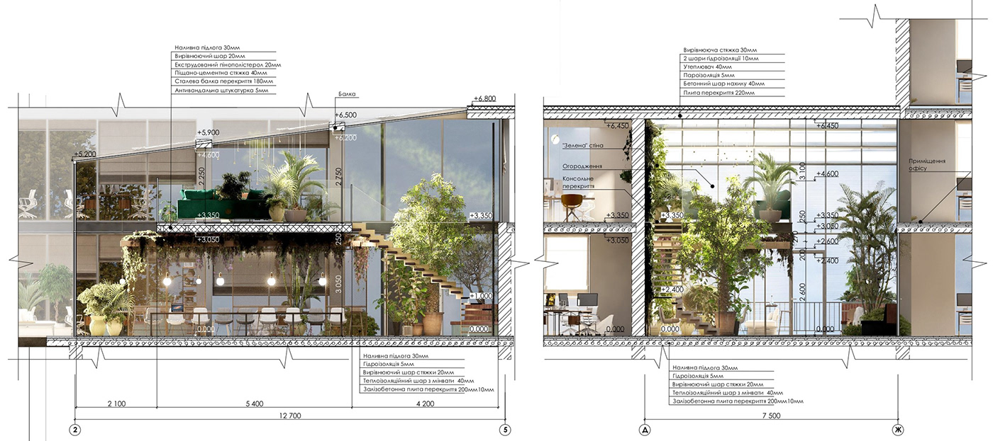 architecture Entertainment green garden interior design  Office Office Space restaurant visualization yarotskadez