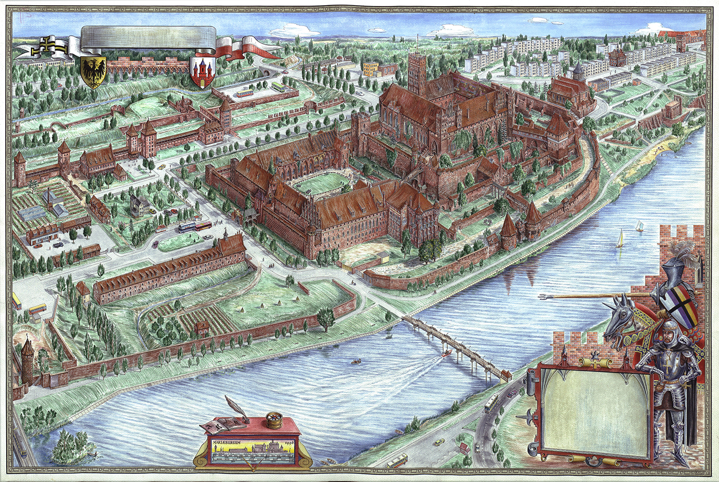 malbork poland map panoramic map Castle cartography
