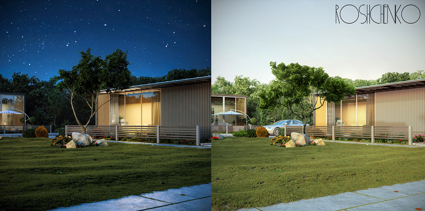 container house Sun Render vray 3ds max home
