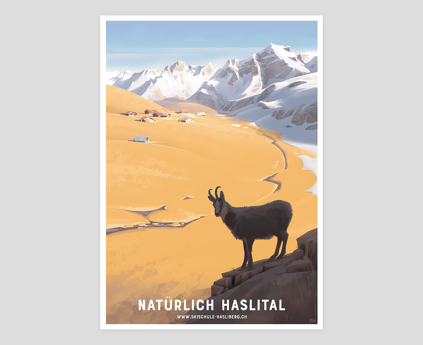 poster ILLUSTRATION  graphic design  Landscape vector Switzerland mountains alps Retro swiss alps