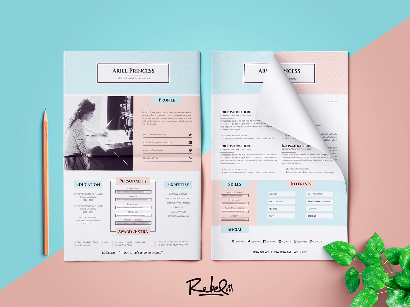 Resume CV resume template Anthology writer vintage template