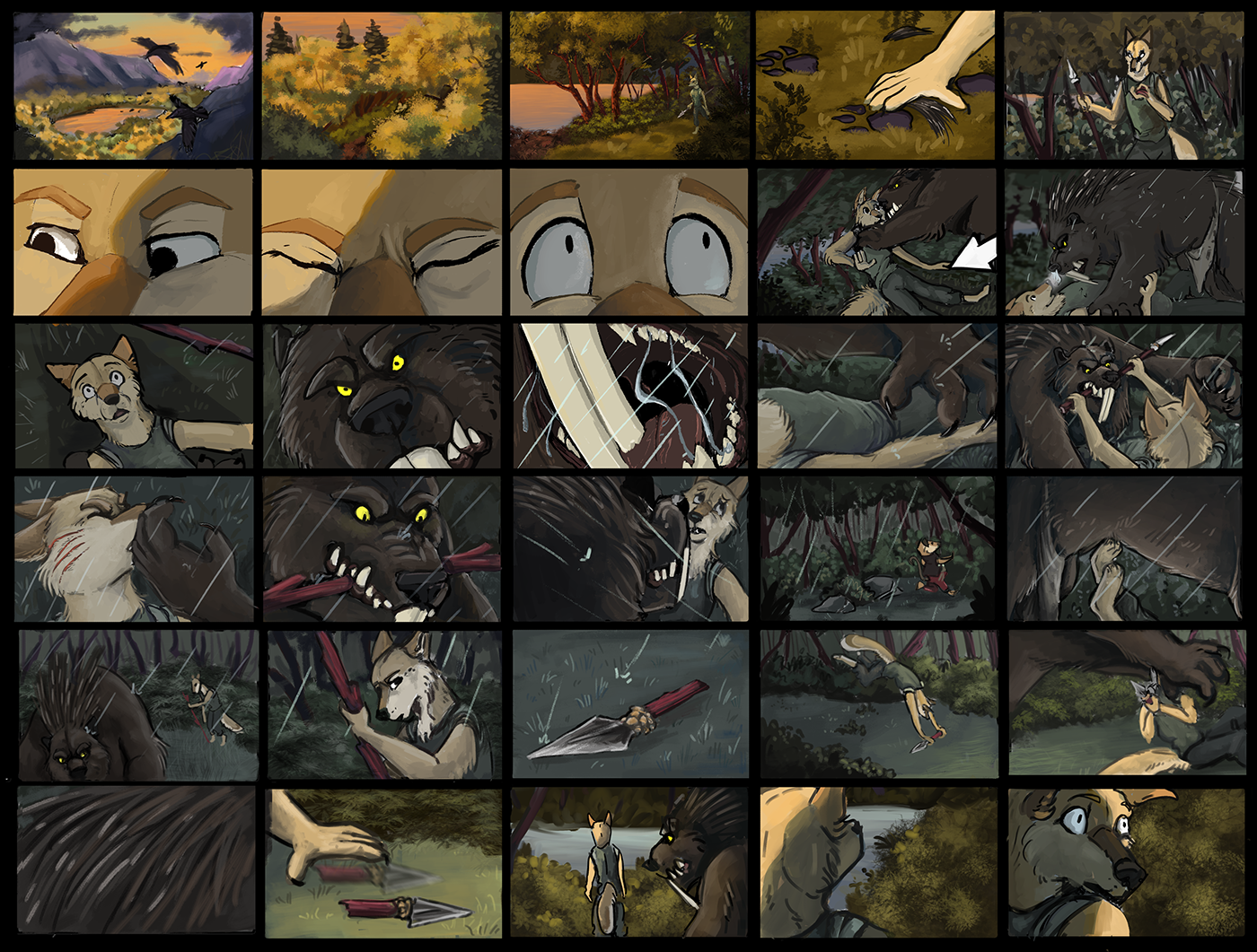 coyote folk lore story bored story Board storyboard animatic ILLUSTRATION 