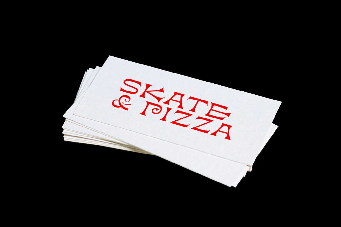 skate Pizza skatepark stickers teaser motion restaurant identity business card scenography