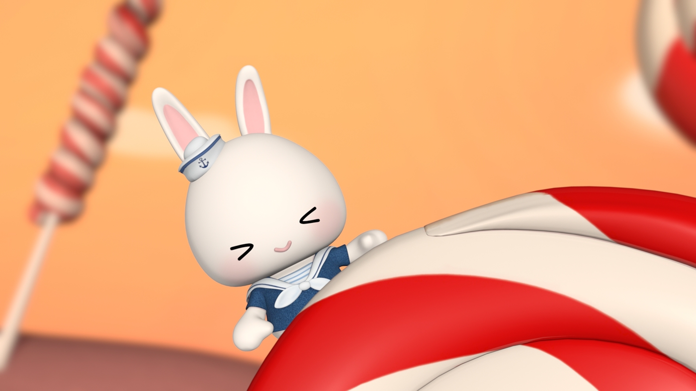 candyland Lolipop tv advertisement Candy rabbit bunny bunnies permen kids lighting Render compositing lollipop