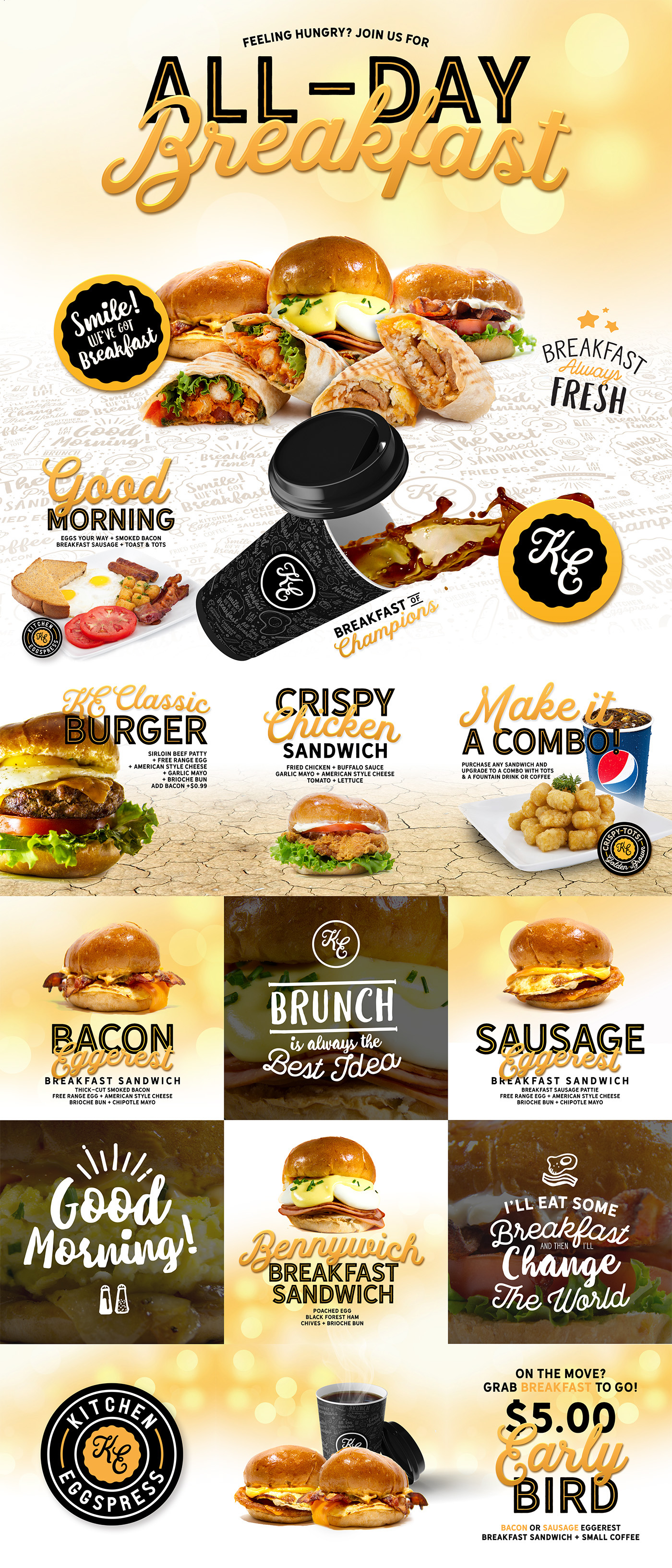 eggs restaurant menu branding  brand identity yellow branding Fast food