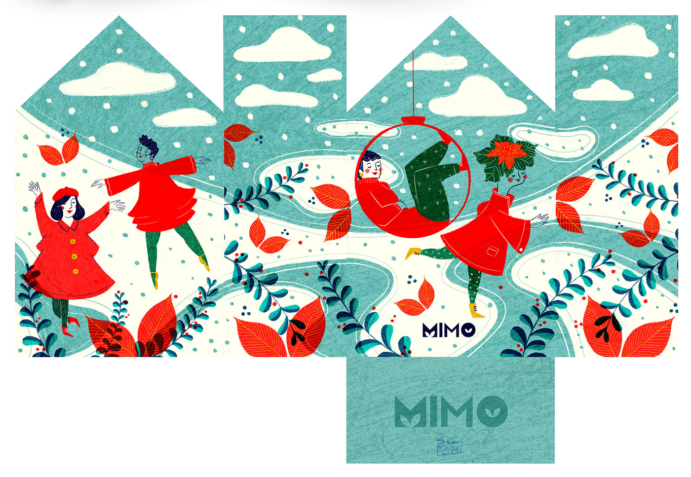 Christmas inspired illustration for a gift box 
