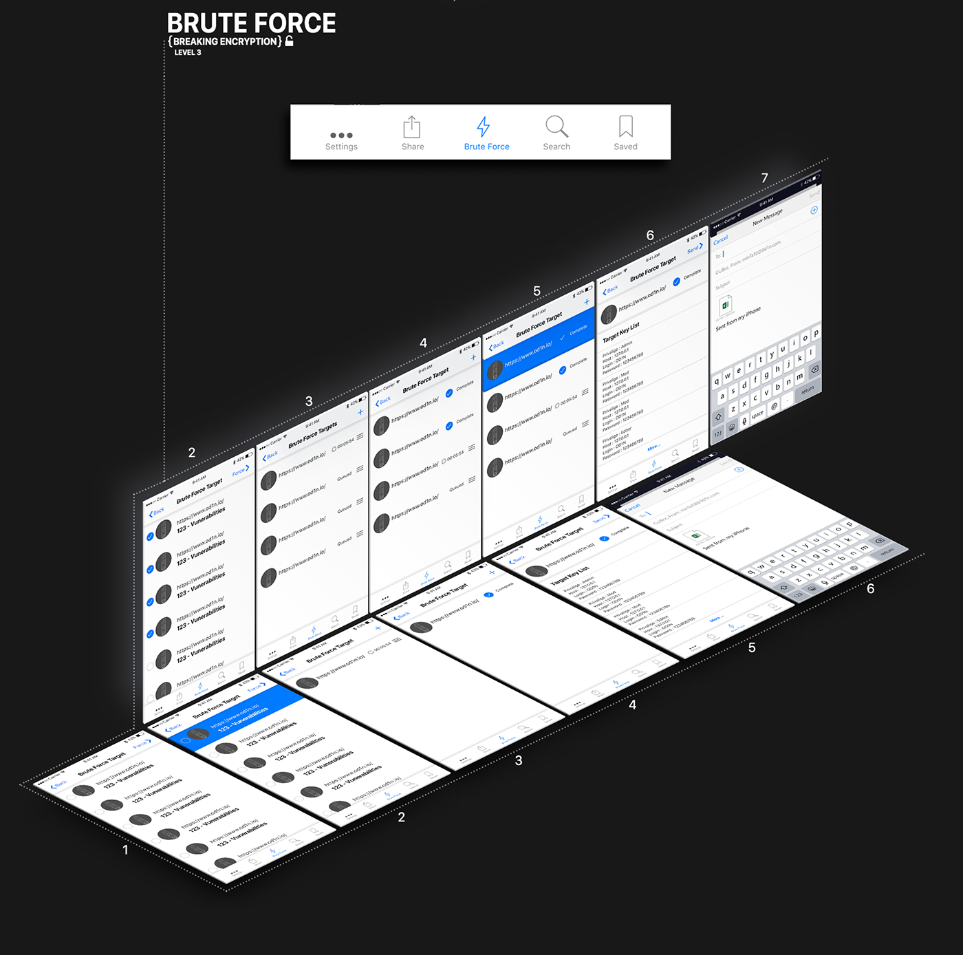 OD1N UI ux pentest hacking fuzzer mobile app application Web Design  design graphic design  Isometric
