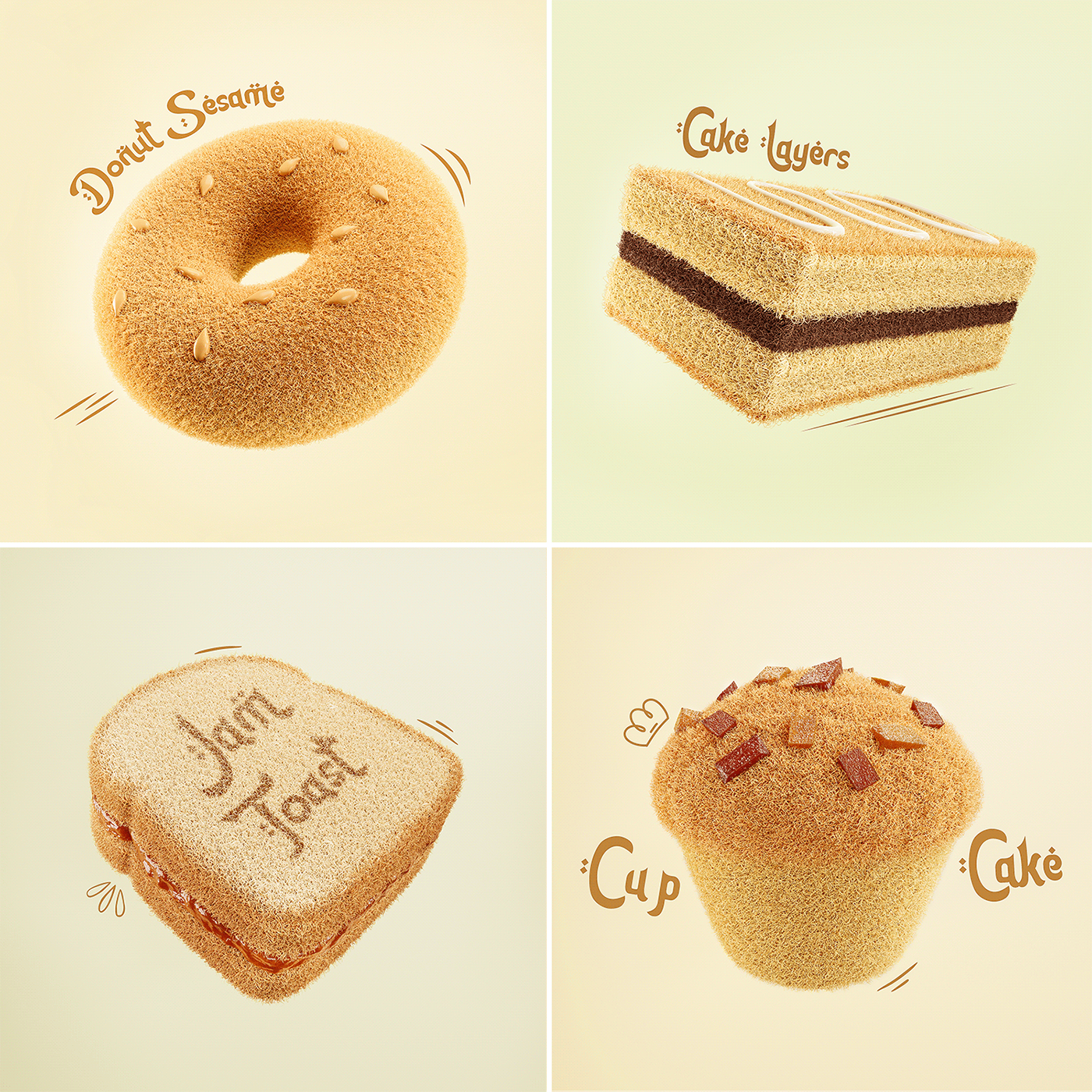 donut cake jam cupcake bakery Food  3D blender photoshop CGI