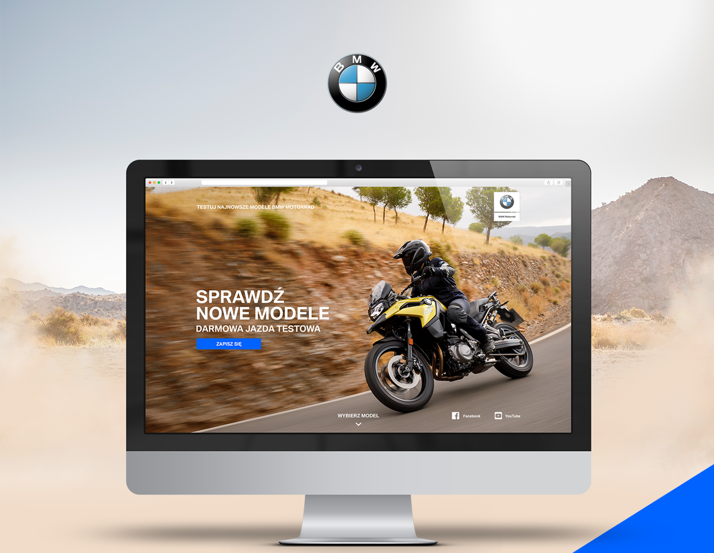 BMW motorrad landing page Web Layout presentation Mockup app minteractive
