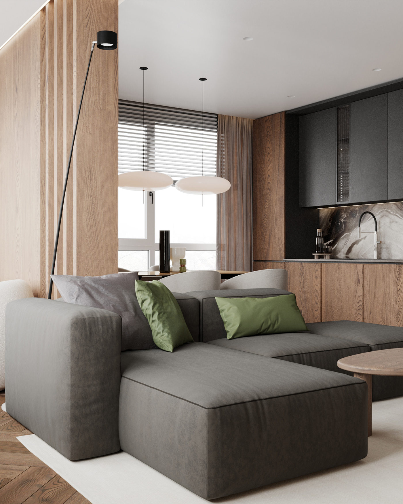Interior 3ds max interior design  Render visualization 3D corona CGI livingroom kitchen