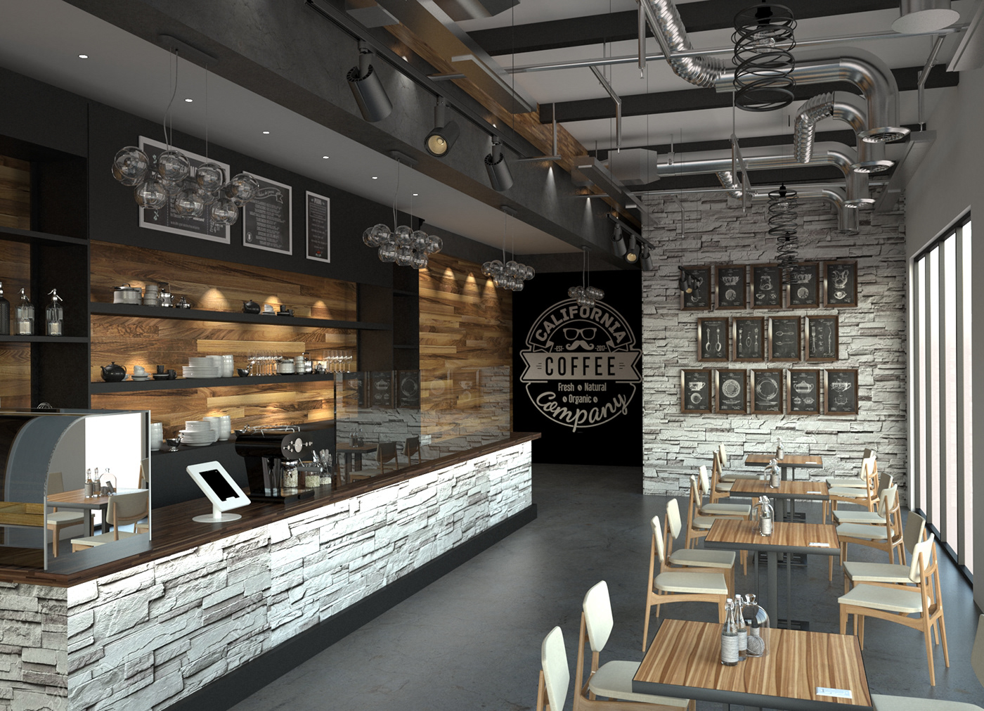 California coffee shop interior design on Behance