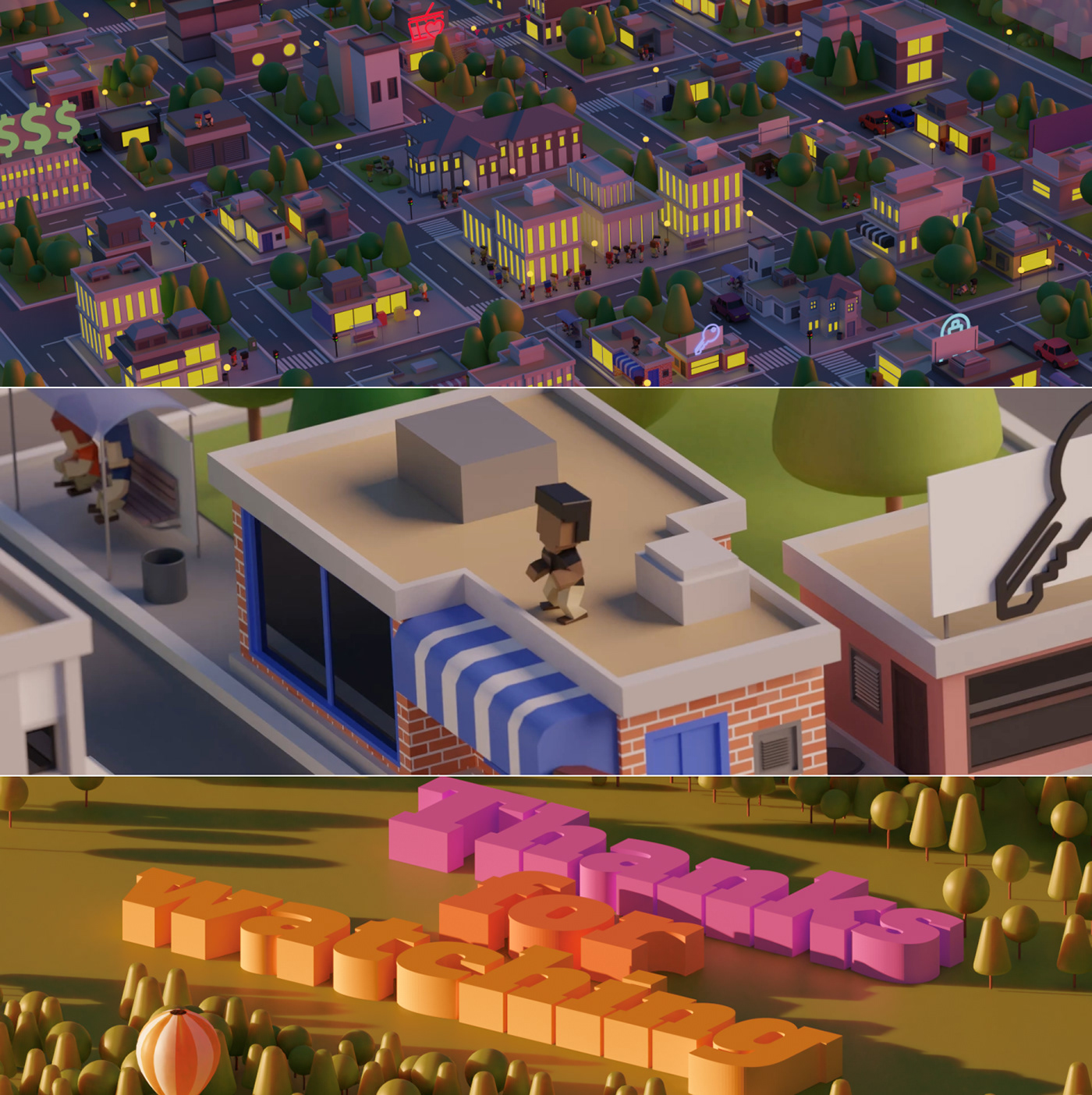 3D animation  blender CGI city model motion Render