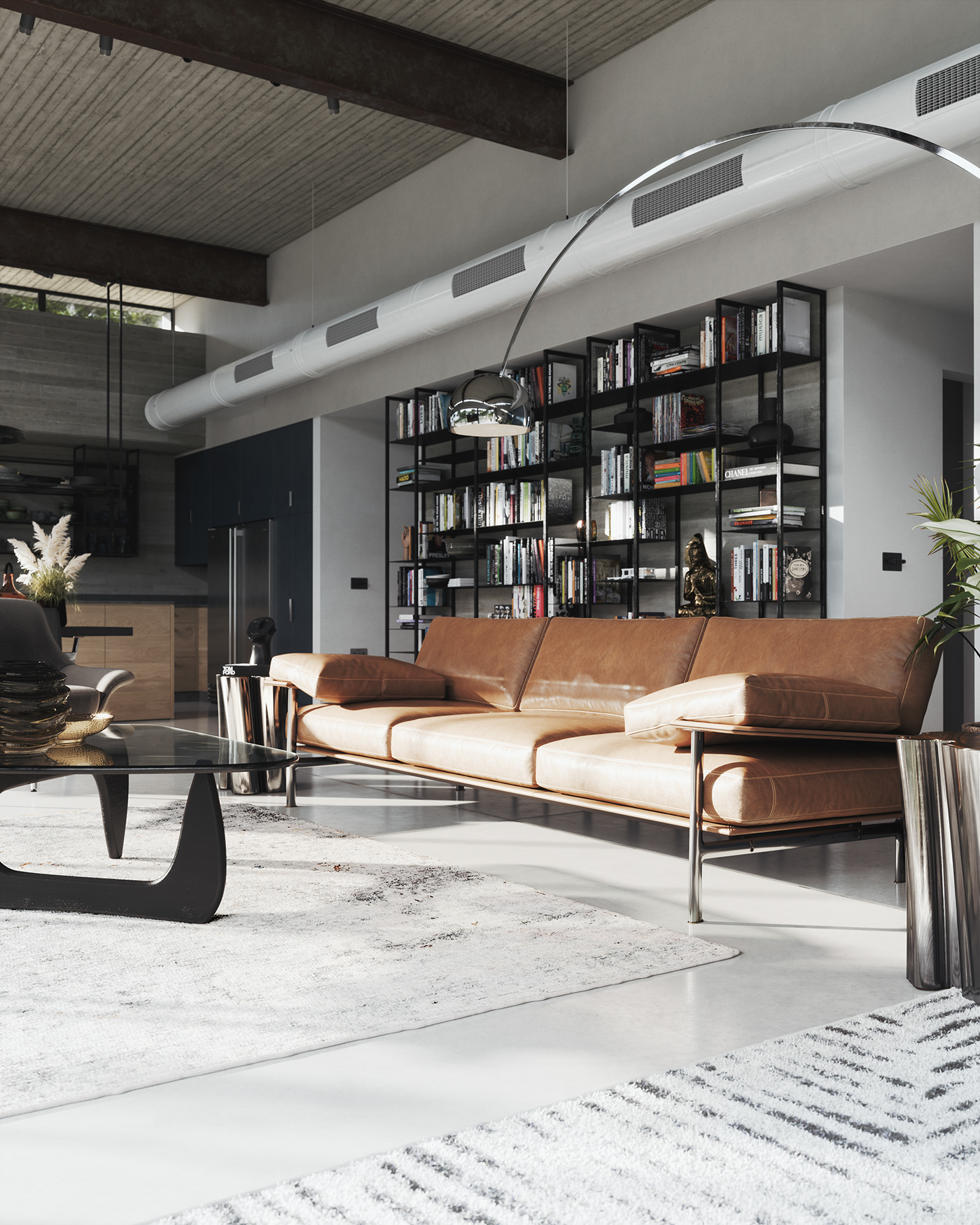 3D architecture archviz concrete FStorm interior design  kitchen modern Render visualization
