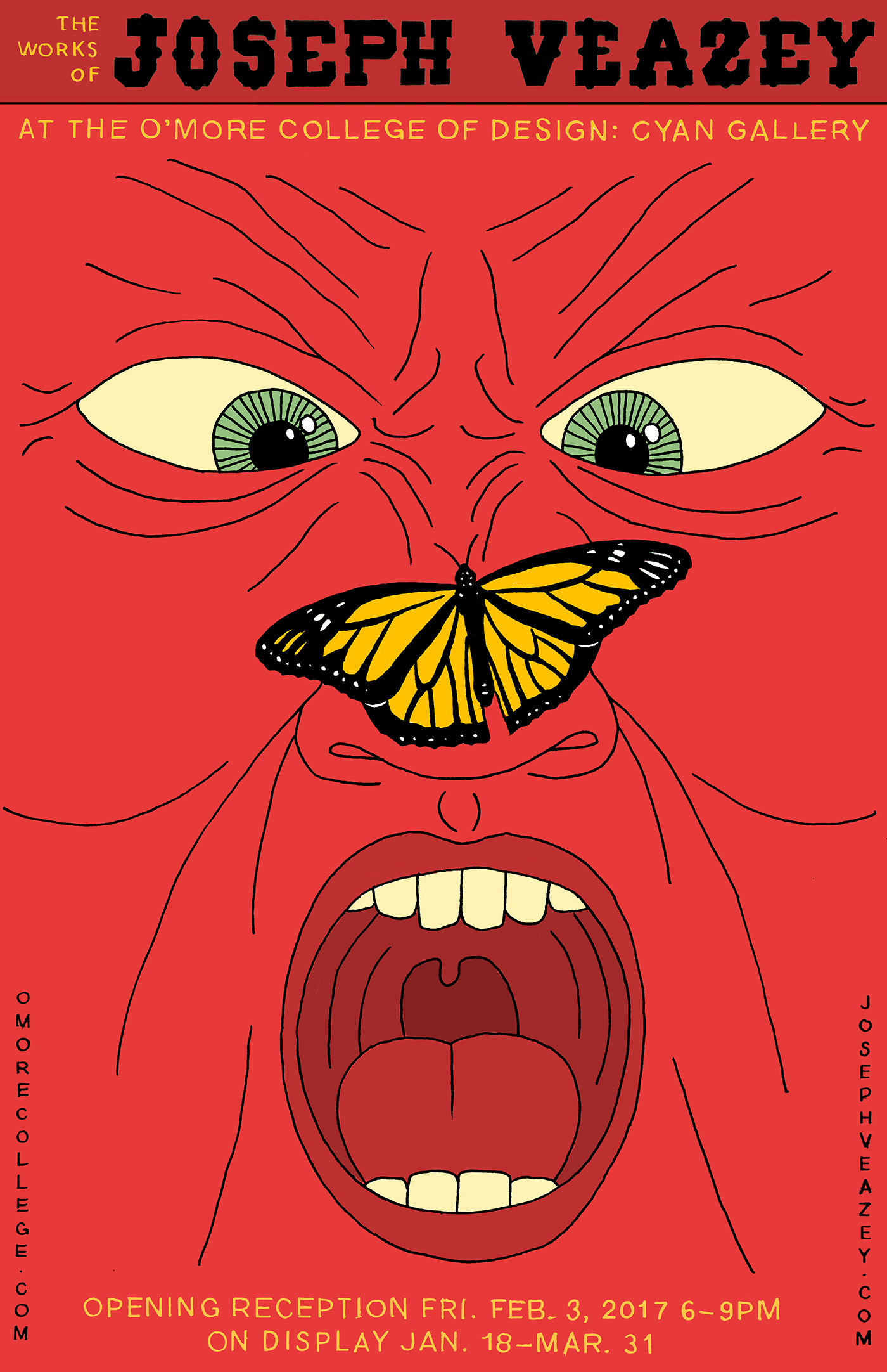 poster lettering HAND LETTERING red butterfly eyes Exhibition Poster show poster art show