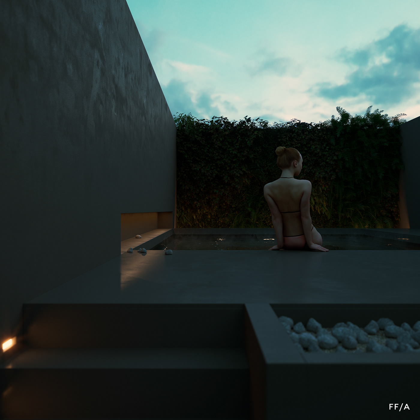 architecture minimal residential Slim Villa CGI Interior Project