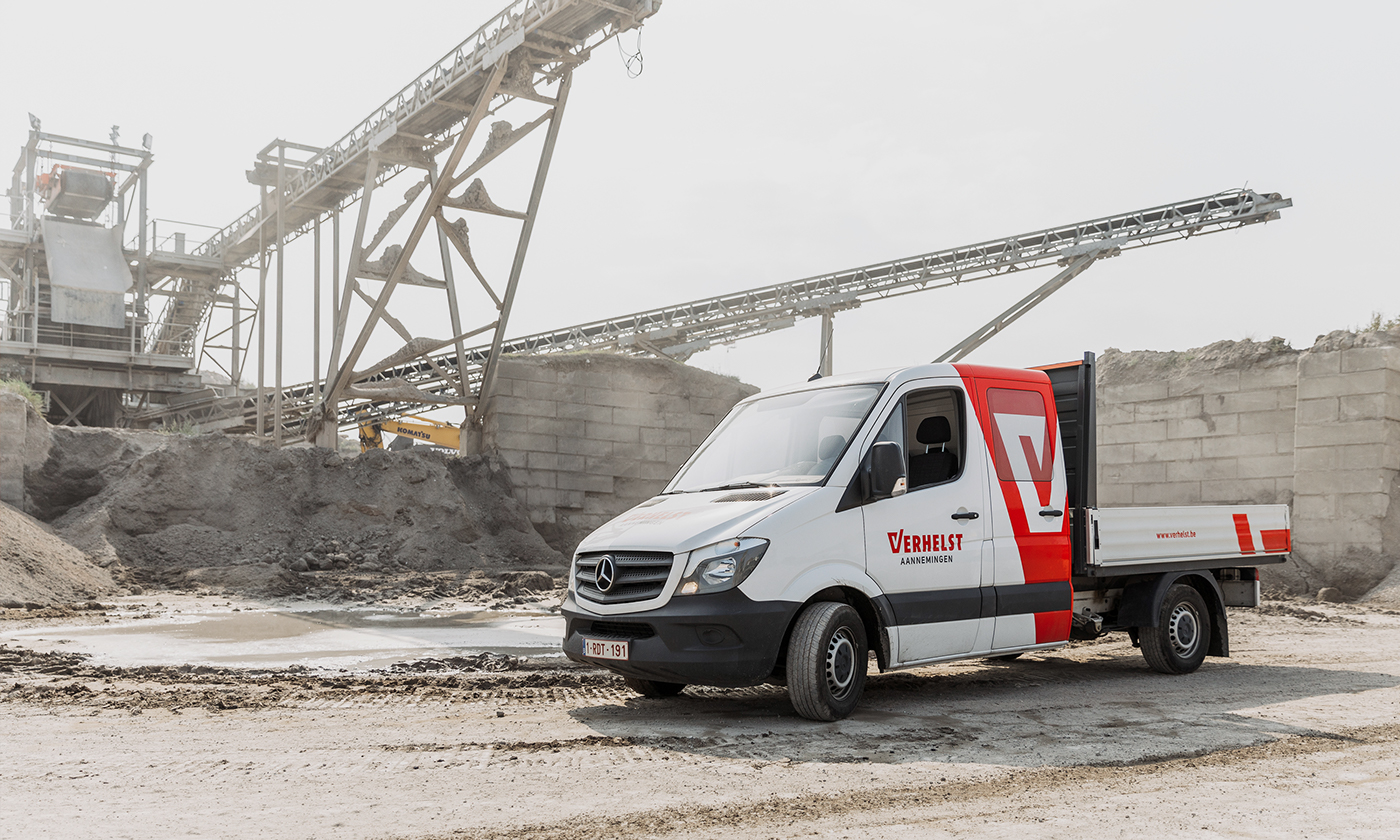 verhelst construction contractor branding  identity red White checkmark Photography  check