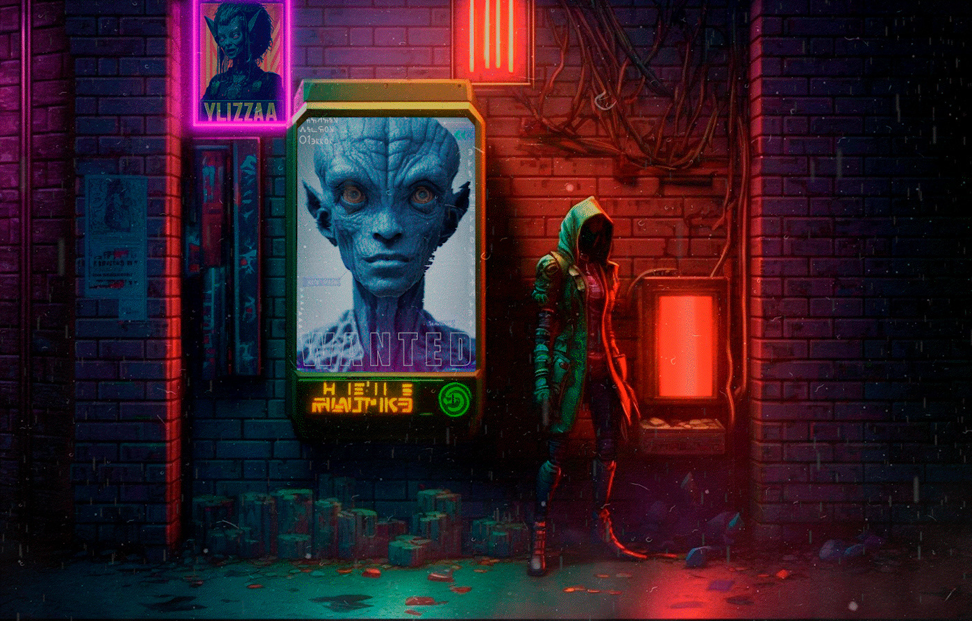 adobe illustrator ai alien aliens artificial intelligence Digital Art  galaxy midjourney photoshop wanted poster