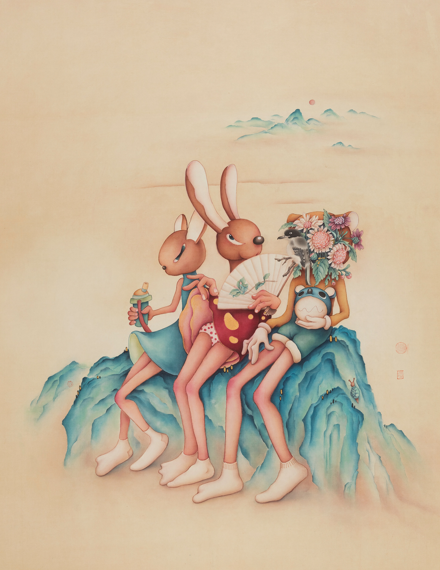contemporary art Drawing  fine art ILLUSTRATION  painting   popsurrealism surrealism artist portrait rabbits