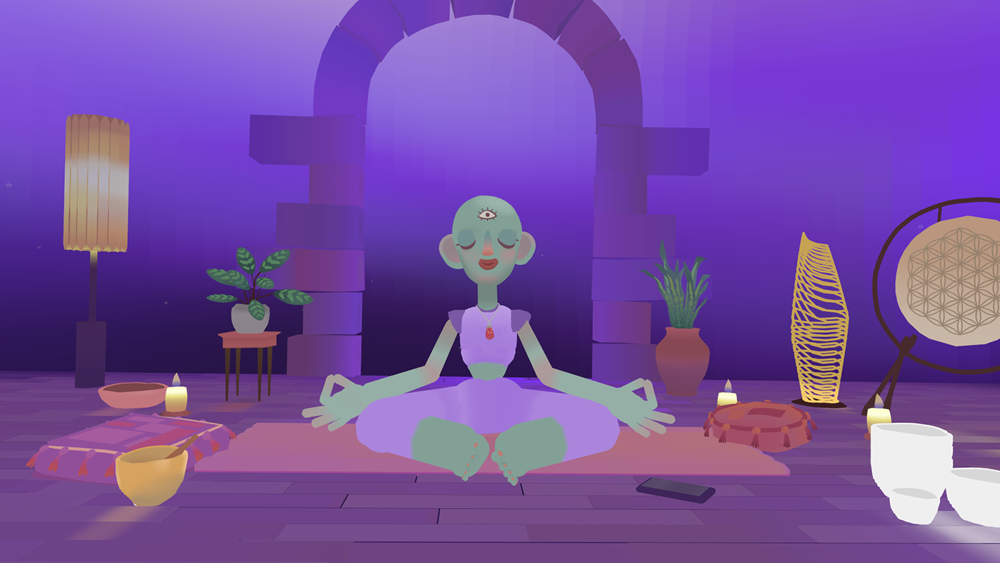 3D 3dpainting Character design  Digital Art  ILLUSTRATION  meditation vr Yoga