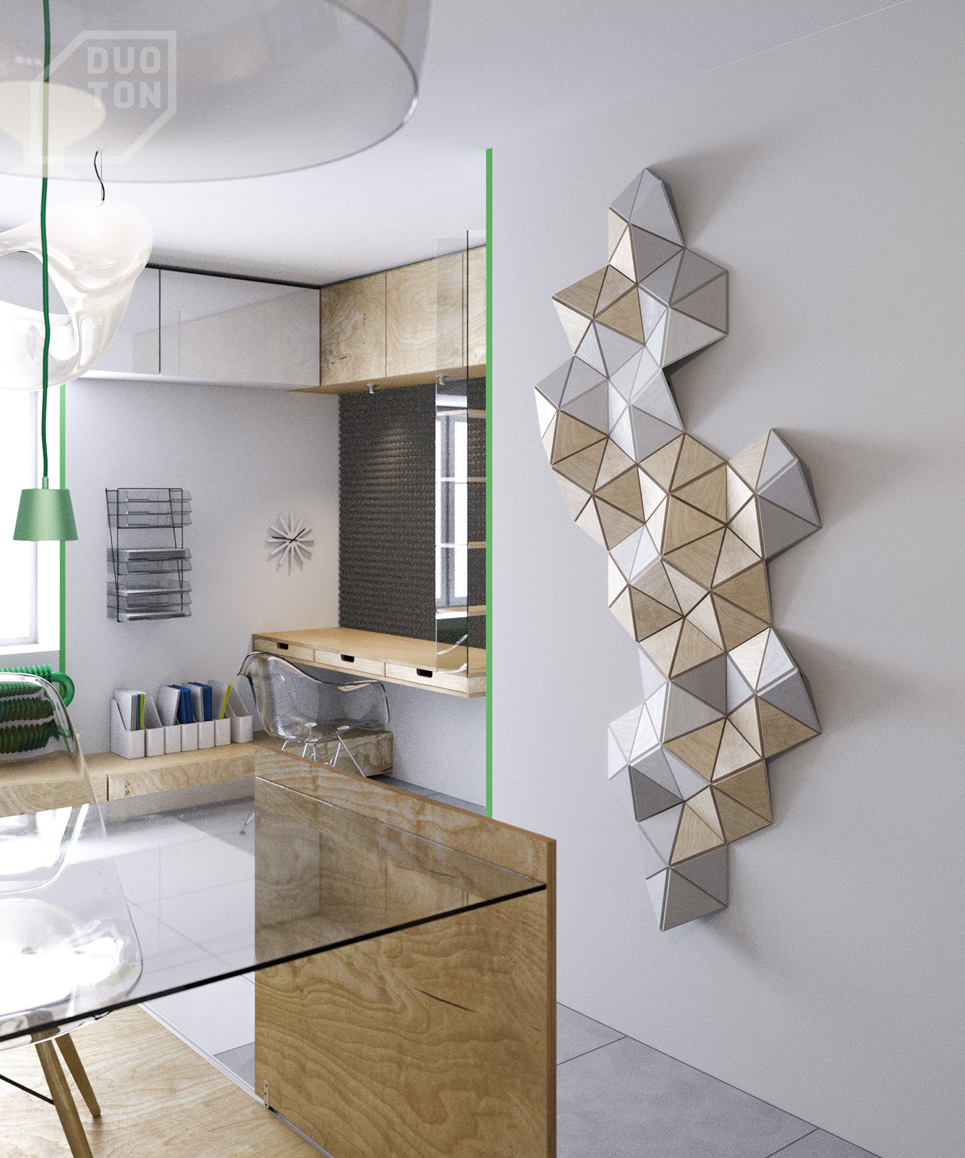 wall art sculpture geometric pattern triangle hexagon wall hanging modules relief mosaic