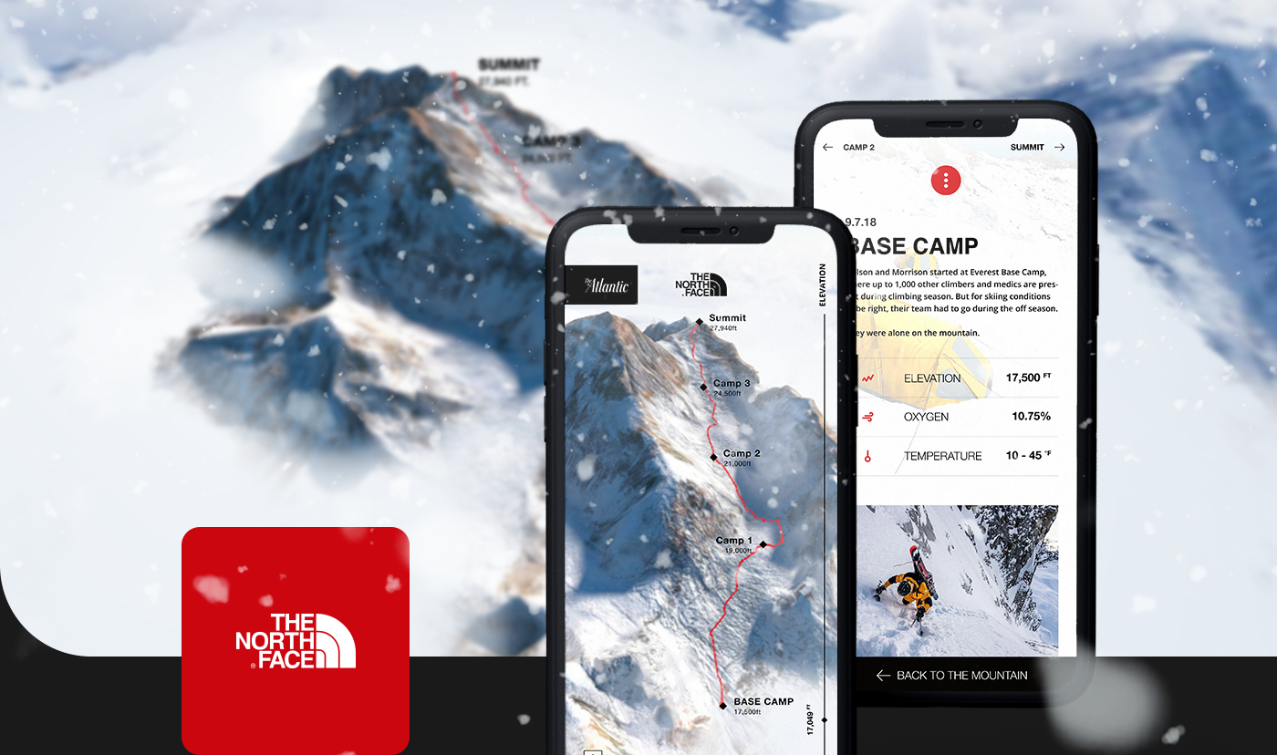 the north face hilaree nelson Ski interactive 3D mobile everest three.js Web Design  mountain