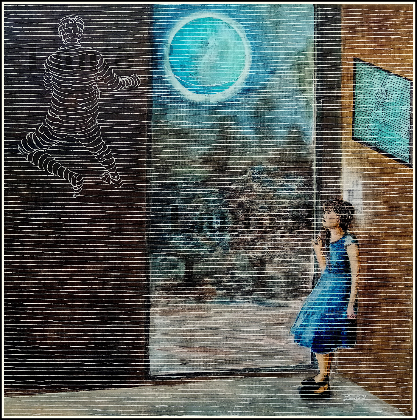 acrylic painting La Lune lantoR linearts moon