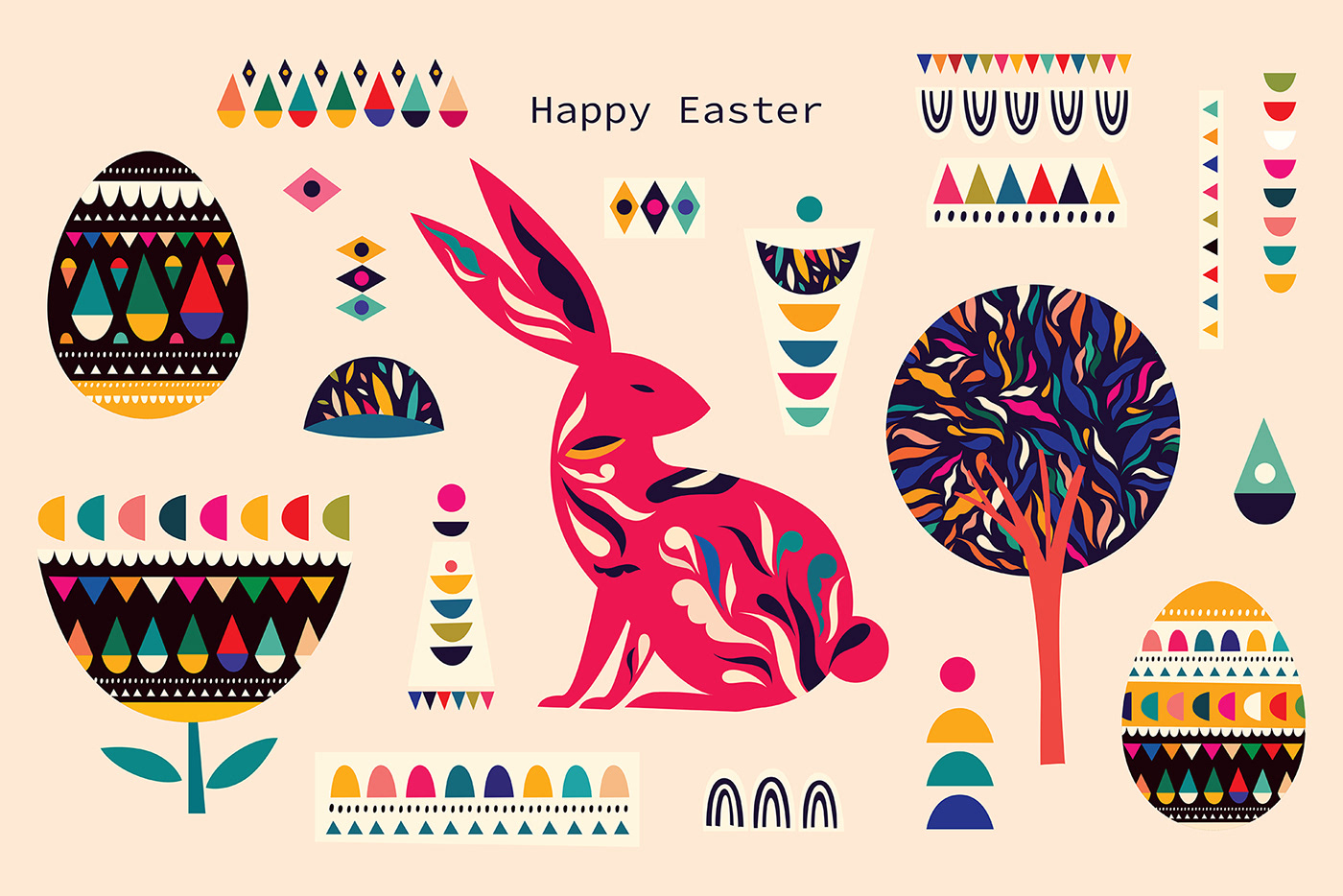 animal bunny Easter easter cards easter hare easter rabbit happy easter ILLUSTRATION  png vector
