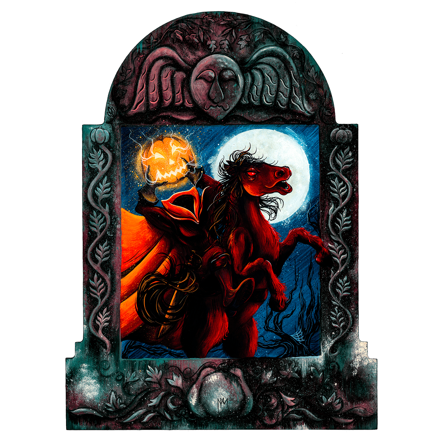 Halloween Headless Horseman Jack o Lantern Sleepy Hollow tombstone washingtonirving