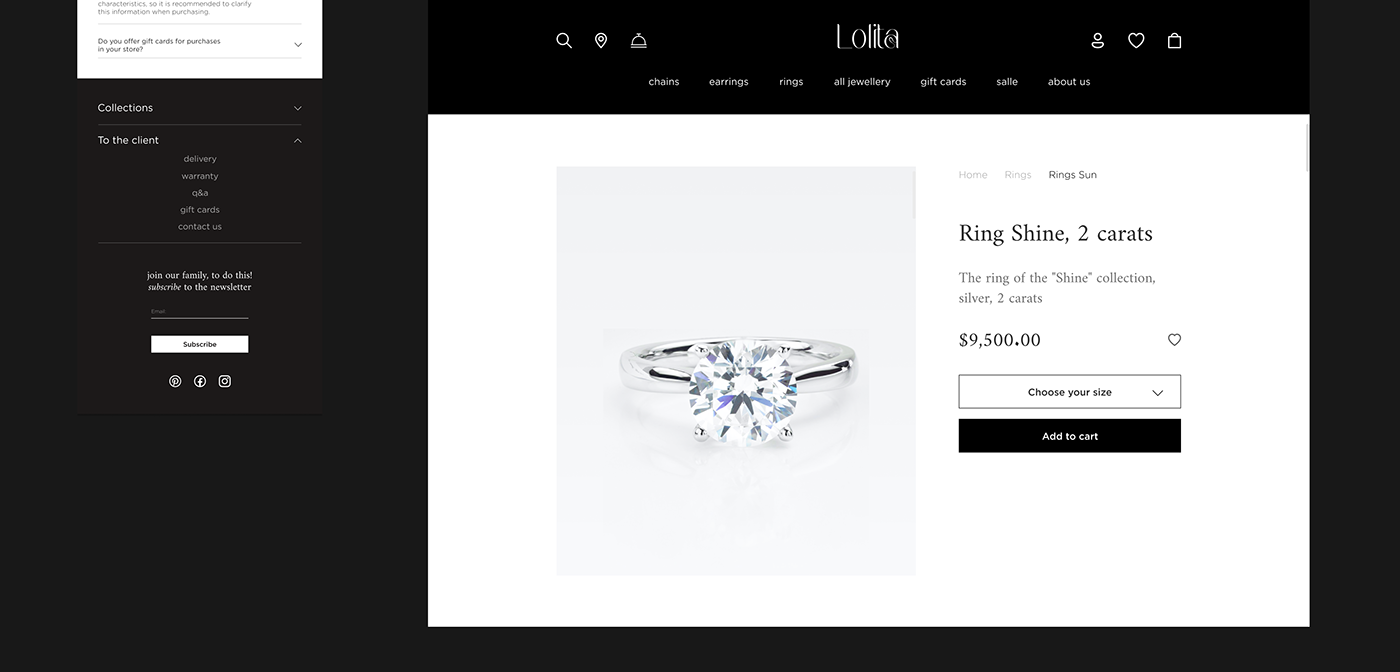 jewelry design Website online store diamond  Diamond jewellery  Jewelry Design  украшения интернет-магазин веб-дизайн