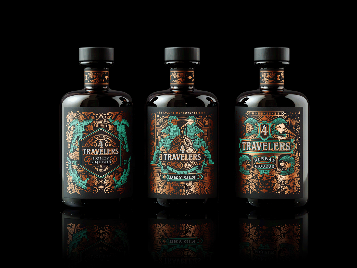 gin spirit Label design Packaging Liqueur bottle Whiskey Vodka Rum