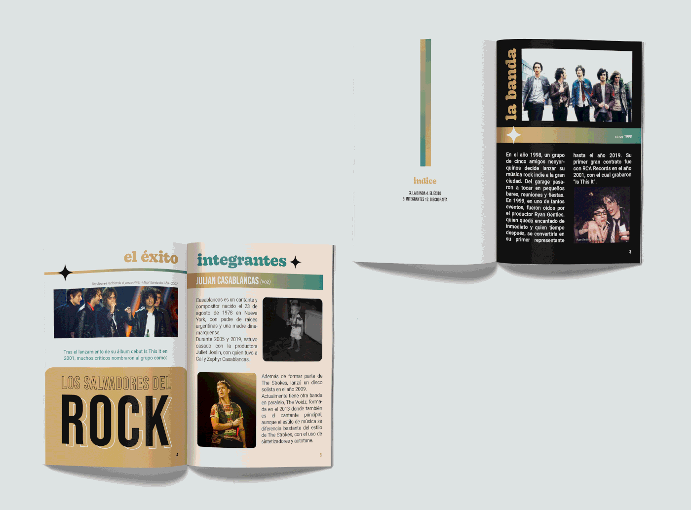 biographic book editorial indierock magazine Mockup music revista thestrokes