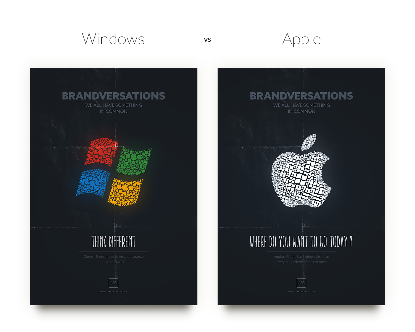 Adobe Portfolio posters brand Nikon Canon McDonalds Coca Cola Burger King apple firefox Internet Explorer asafti Stefan Microsoft