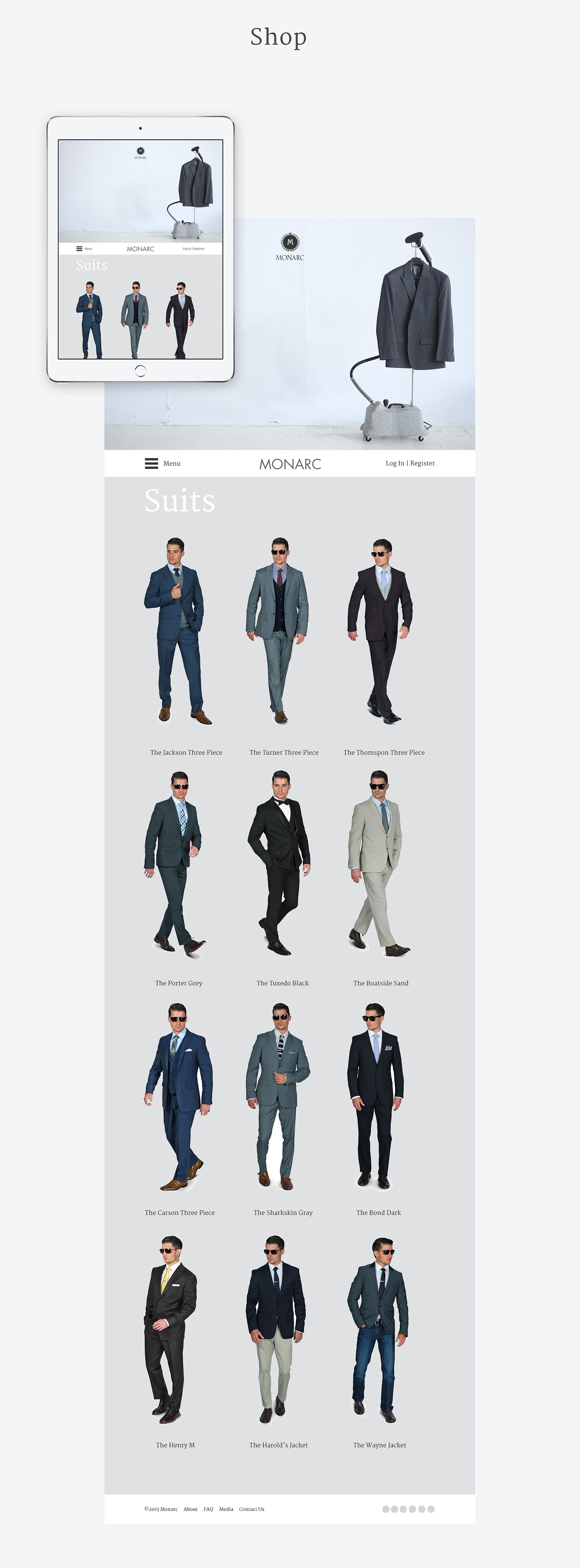 Website suits Menswear minimal Custom clean minimalist UI ux men's fashion