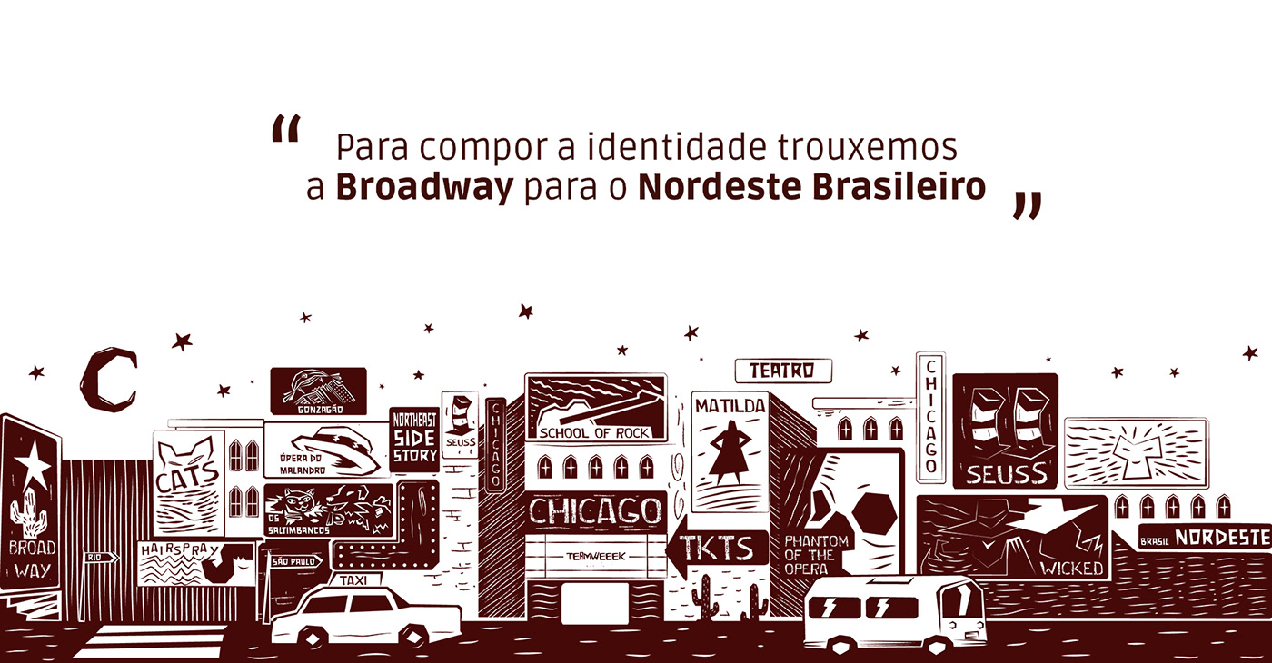brand identity branding  identidade visual Ilustração logo teatro musical teatro musical brasileiro UI Web Design  xilogravura