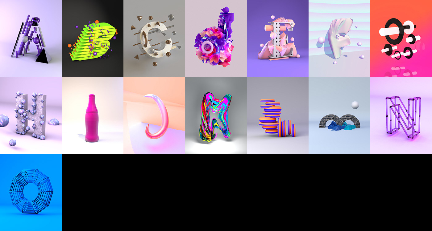digital art alphabet type branding  poster wiss color c4d cinema4d