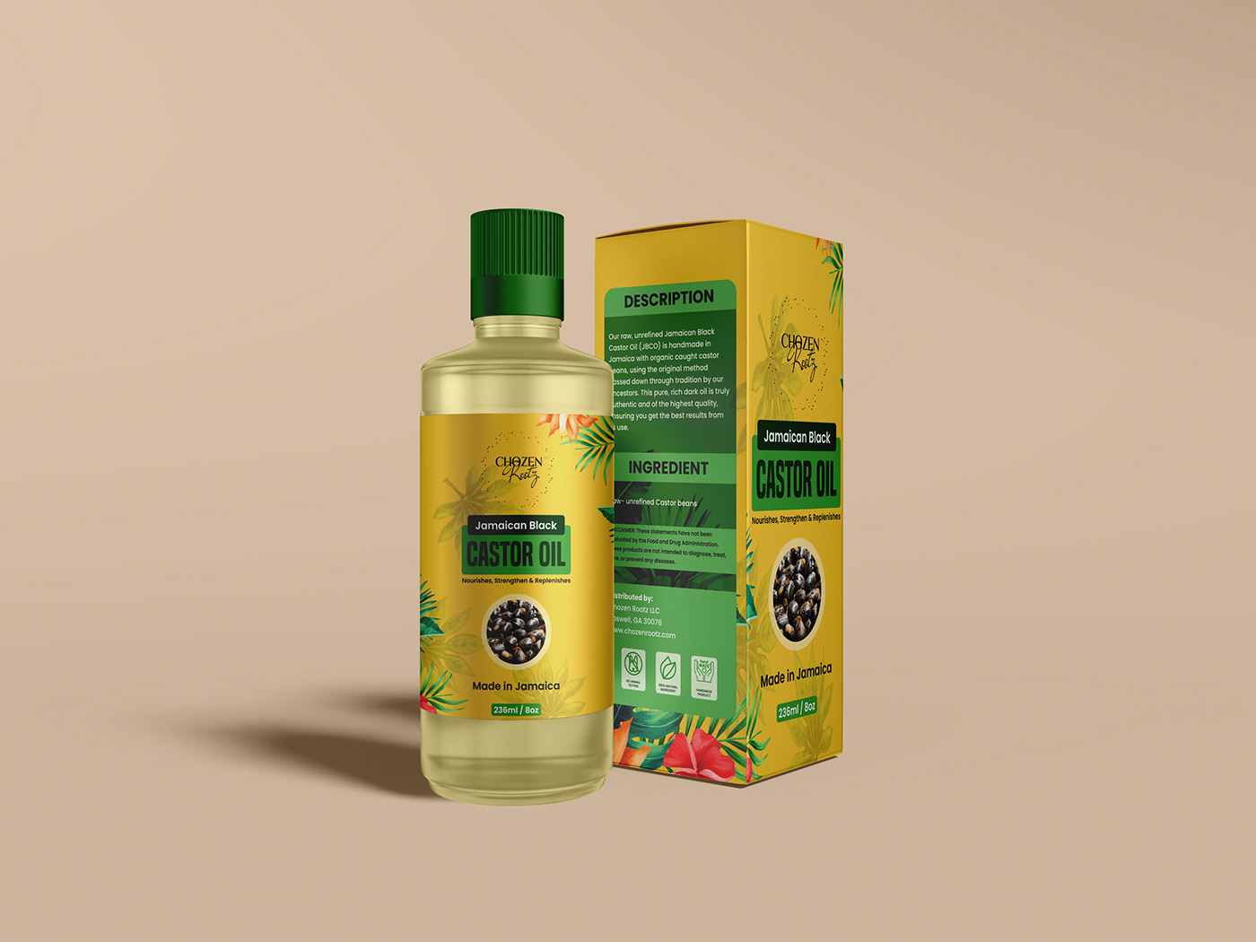packaging design label design Label castor castor oil jamaica Packaging adobe illustrator Mockup bottle label design