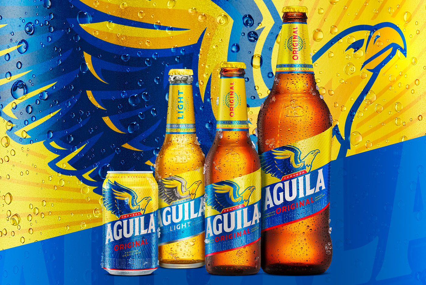 beer aguila colombia Sabrosura barranquilla Packaging bottle can yellow Rebrand