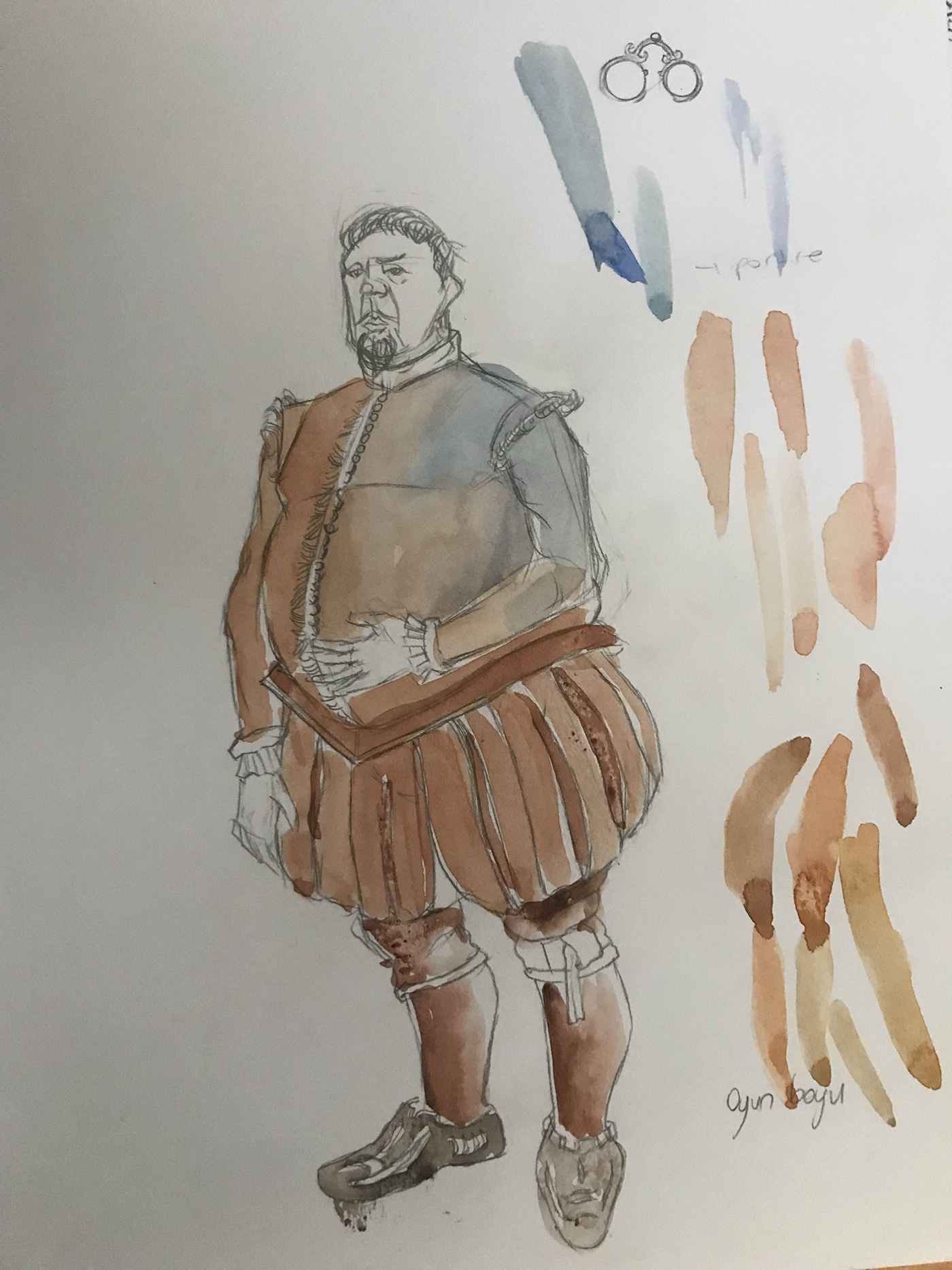 hamlet costume sketch watercolor