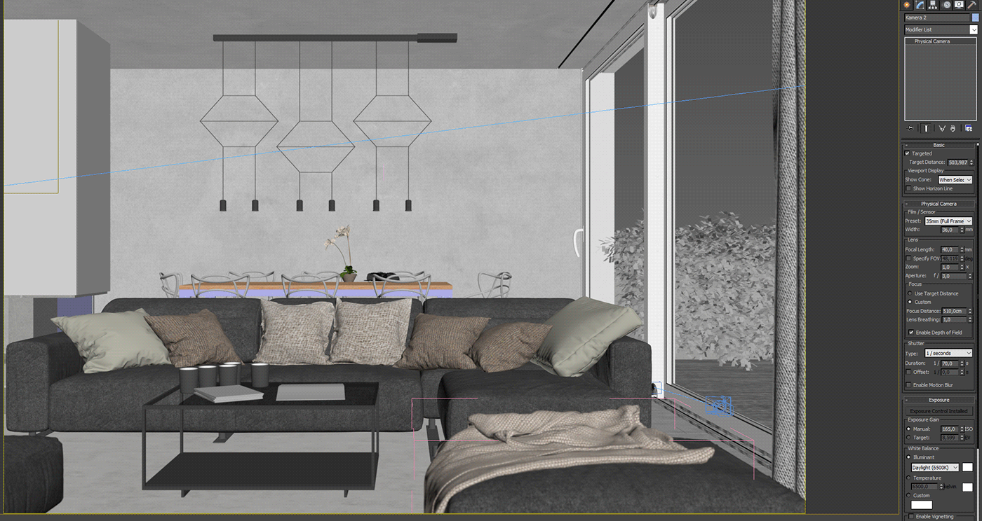 3dsmax corona Render living room exterior design photoshop visualization