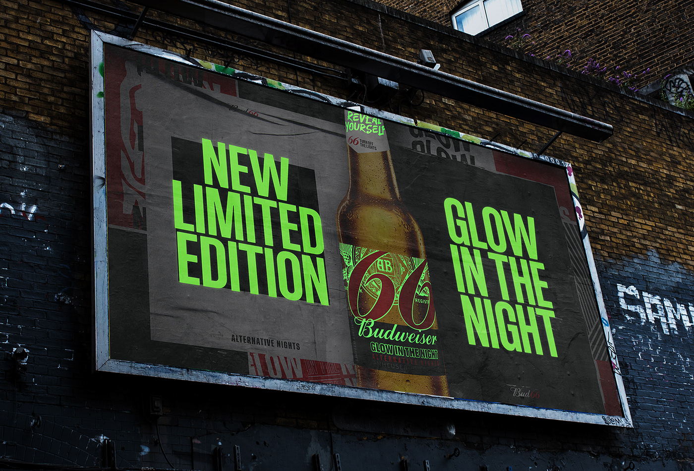 art direction  beer Bud66 Budweiser design glow Label limited edition Packaging posters